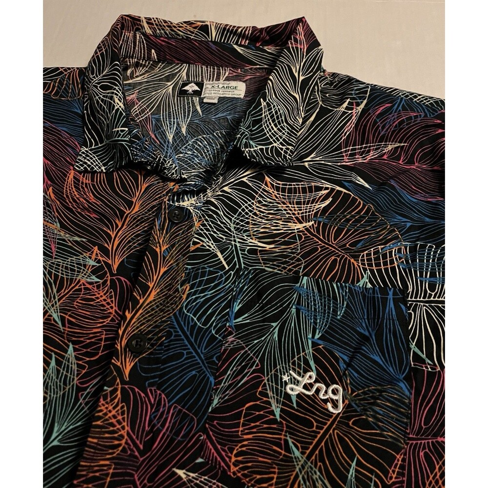 LRG Lifted Research Group Hawaiian Floral Tropical Button Shirt XL Colorful NWOT